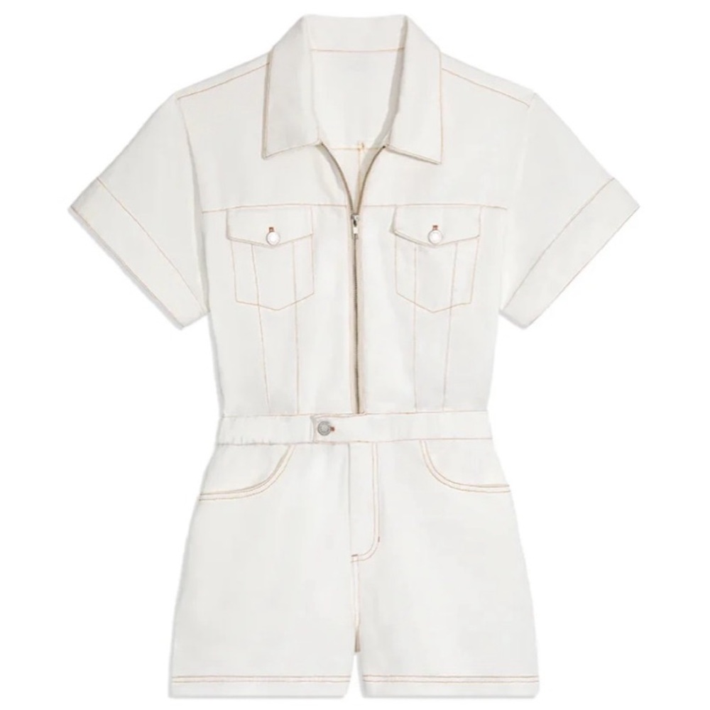 WeWoreWhat White Denim Jumpsuit
